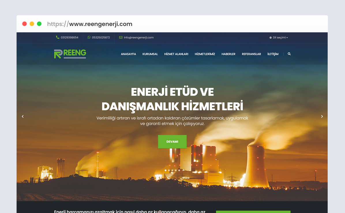 Reeng Enerji web tasarım referansı