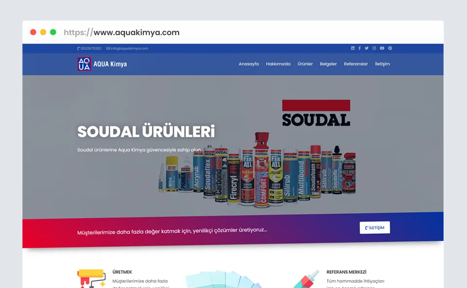 Aqua Kimya web sitesi tasarımı