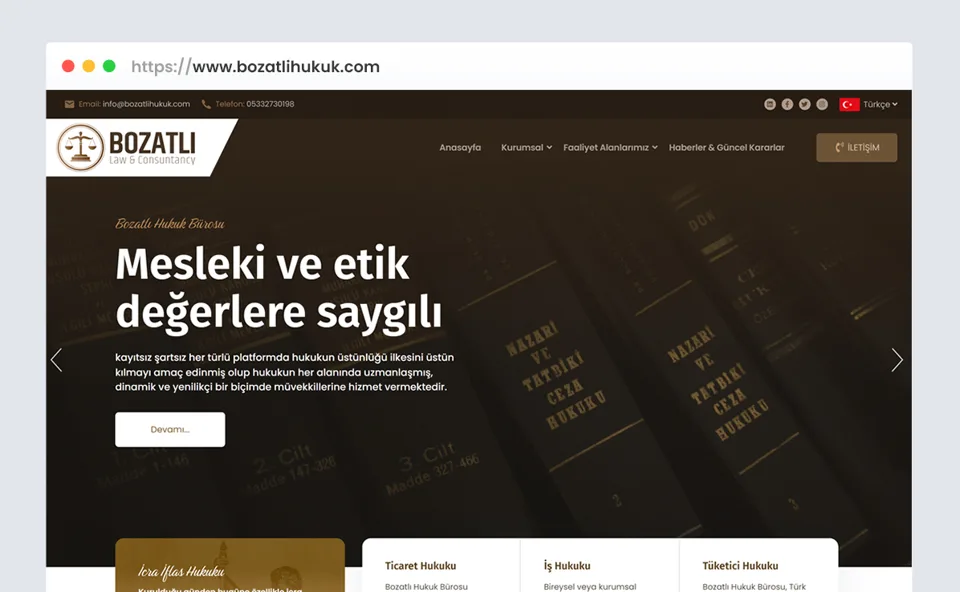 Bozatlı Hukuk Bürosu web sitesi tasarımı