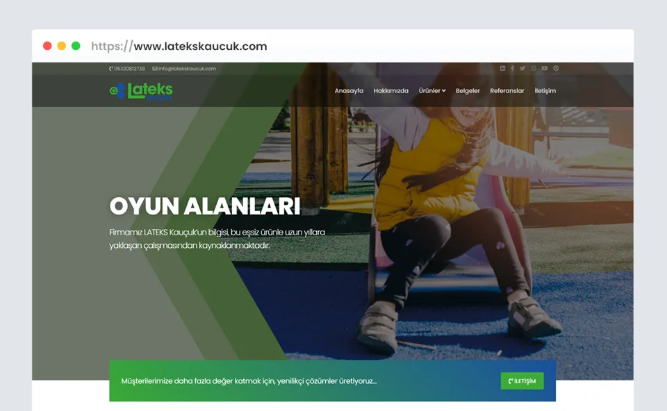 Lateks Kauçuk web sitesi tasarımı