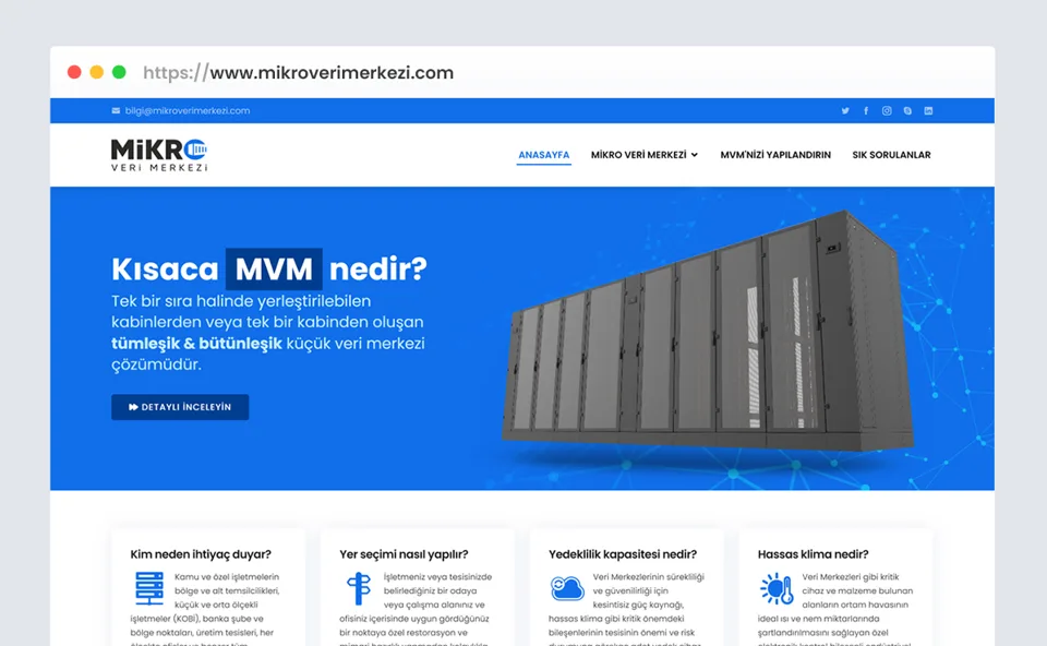 Mikro Veri Merkezi web sitesi tasarımı