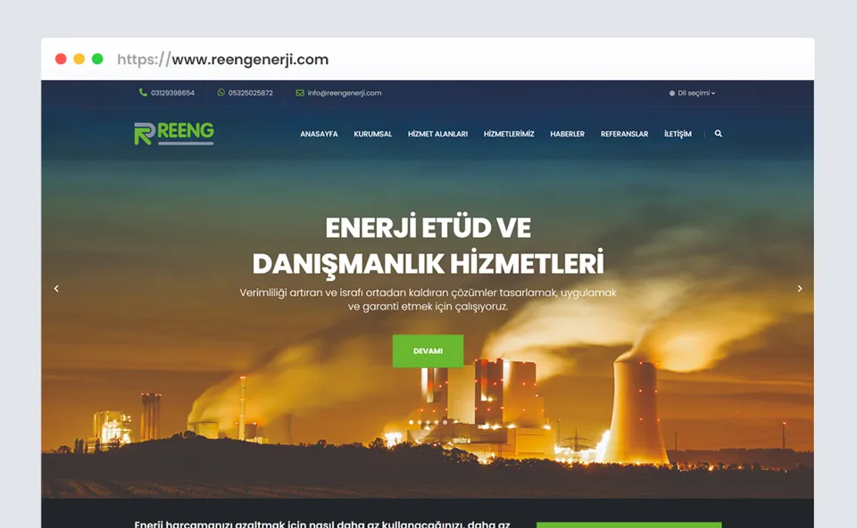 Reeng Enerji web sitesi tasarımı