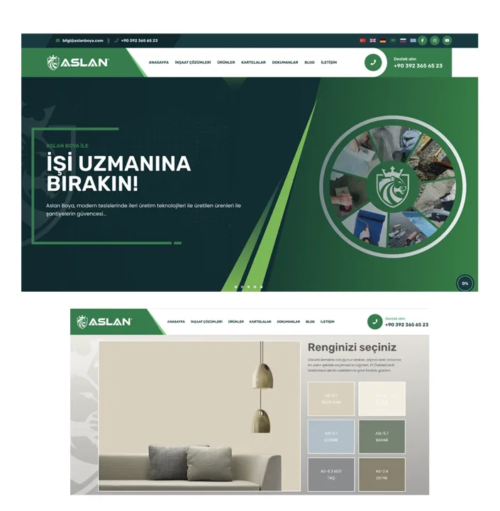 Aslan Boya web sitesi tasarımı